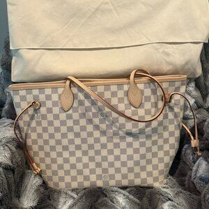 Louis Vuitton Neverfull Cream & Grey Checkered - NEVER USED